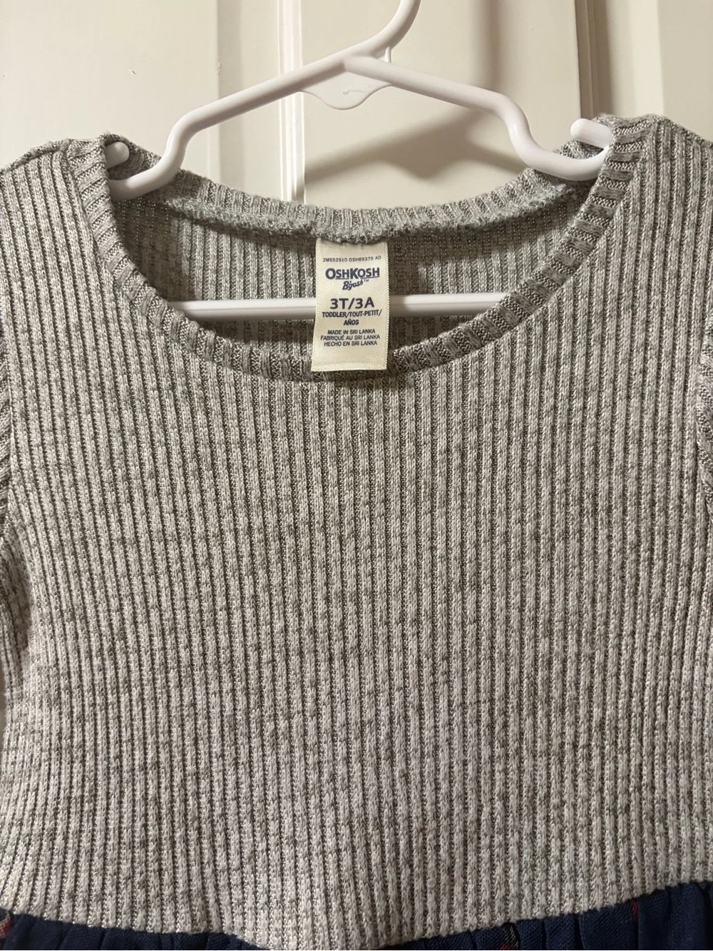 OshKosh B'gosh Gray Knit Top with Navy Floral Tulle Skirt Girls Dress
